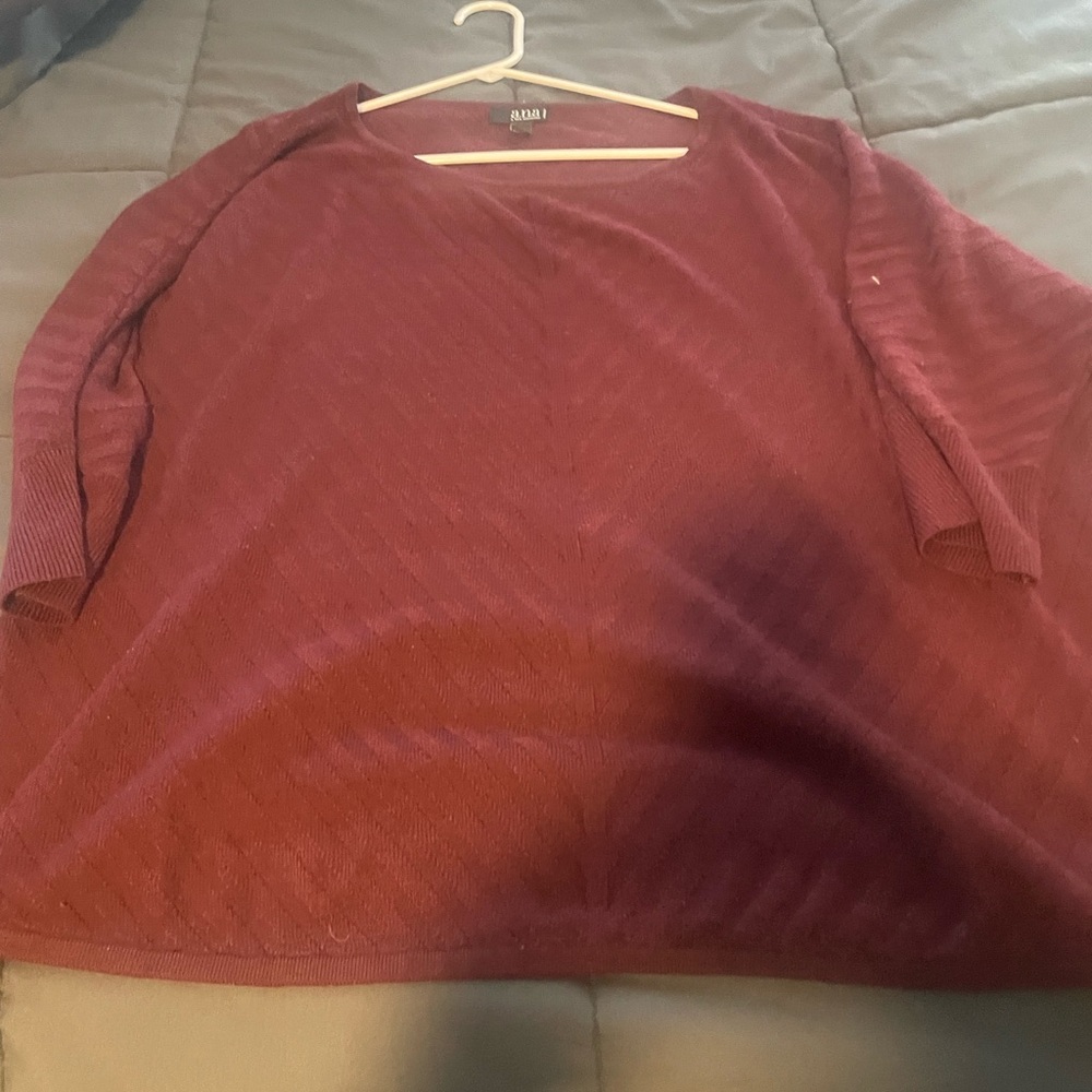 a.n.a Red V-Neck Knit Top